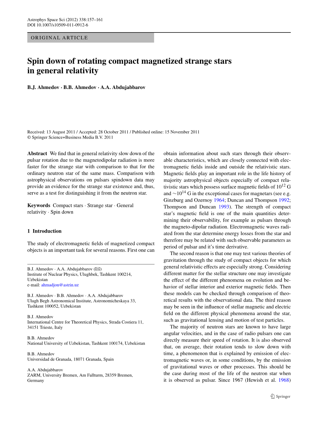 Spin Down of Rotating Compact Magnetized Strange Stars in General Relativity