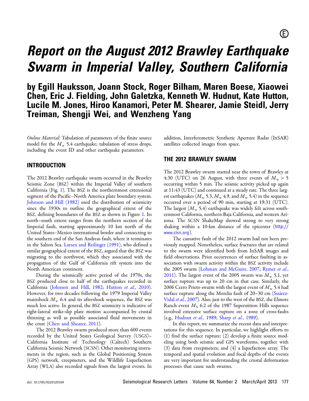 Report on the August 2012 Brawley Earthquake Swarm in Imperial