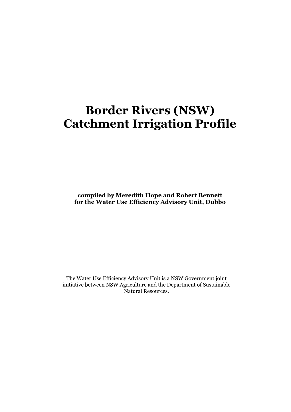Border Rivers (NSW) Catchment Irrigation Profile