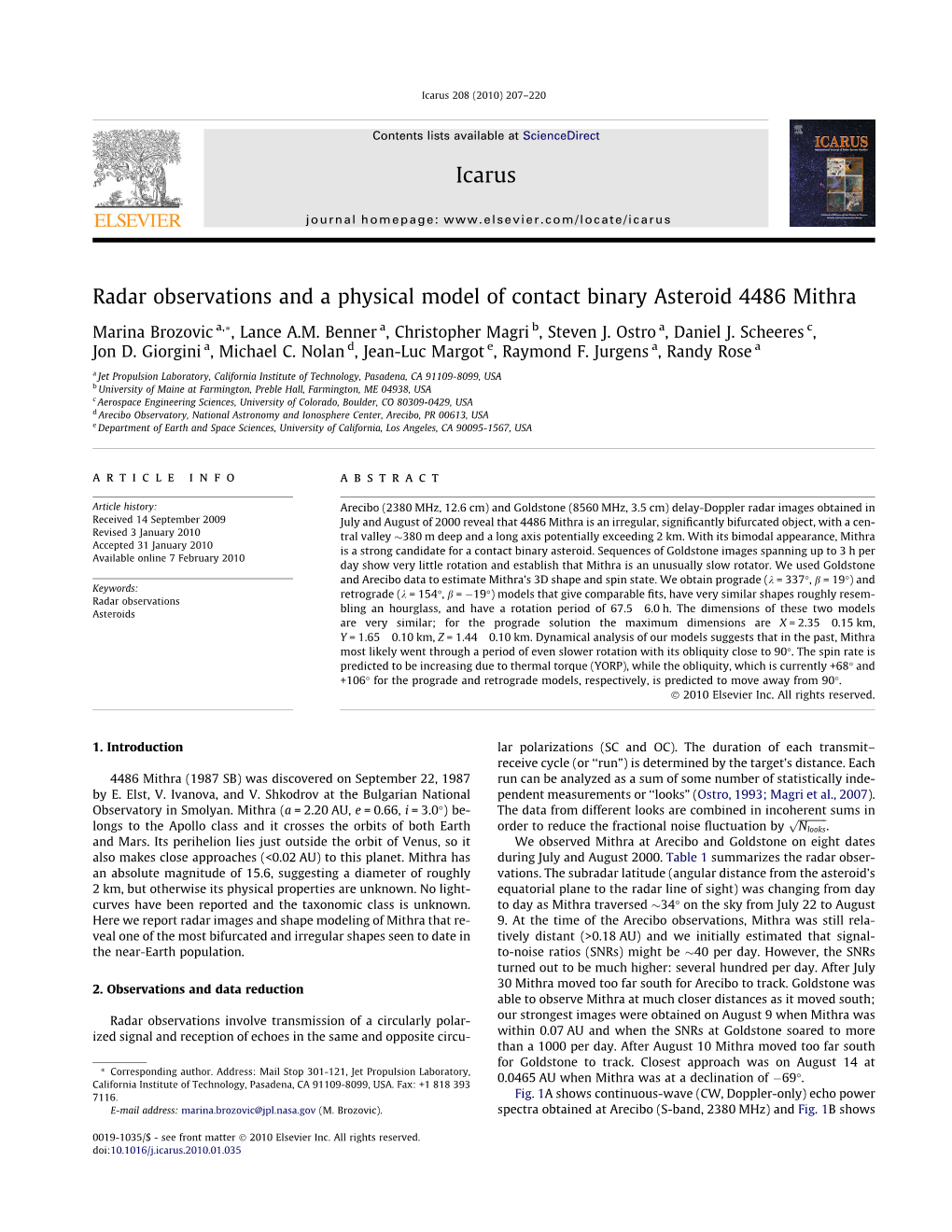 Radar Observations and a Physical Model of Contact Binary Asteroid 4486 Mithra