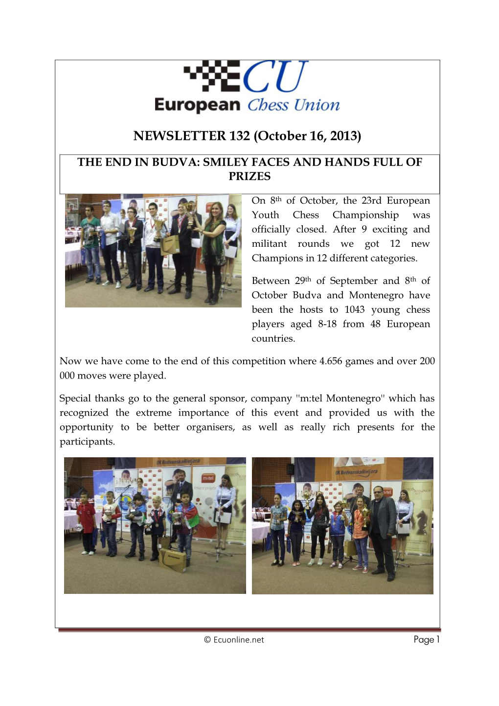 NEWSLETTER 132 (October 16, 2013)