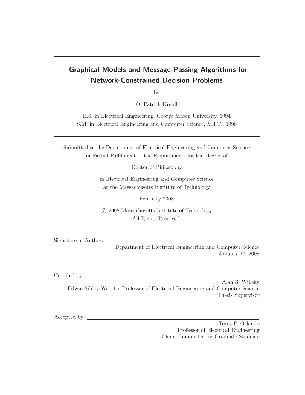 Graphical Models and Message-Passing Algorithms for Network-Constrained Decision Problems
