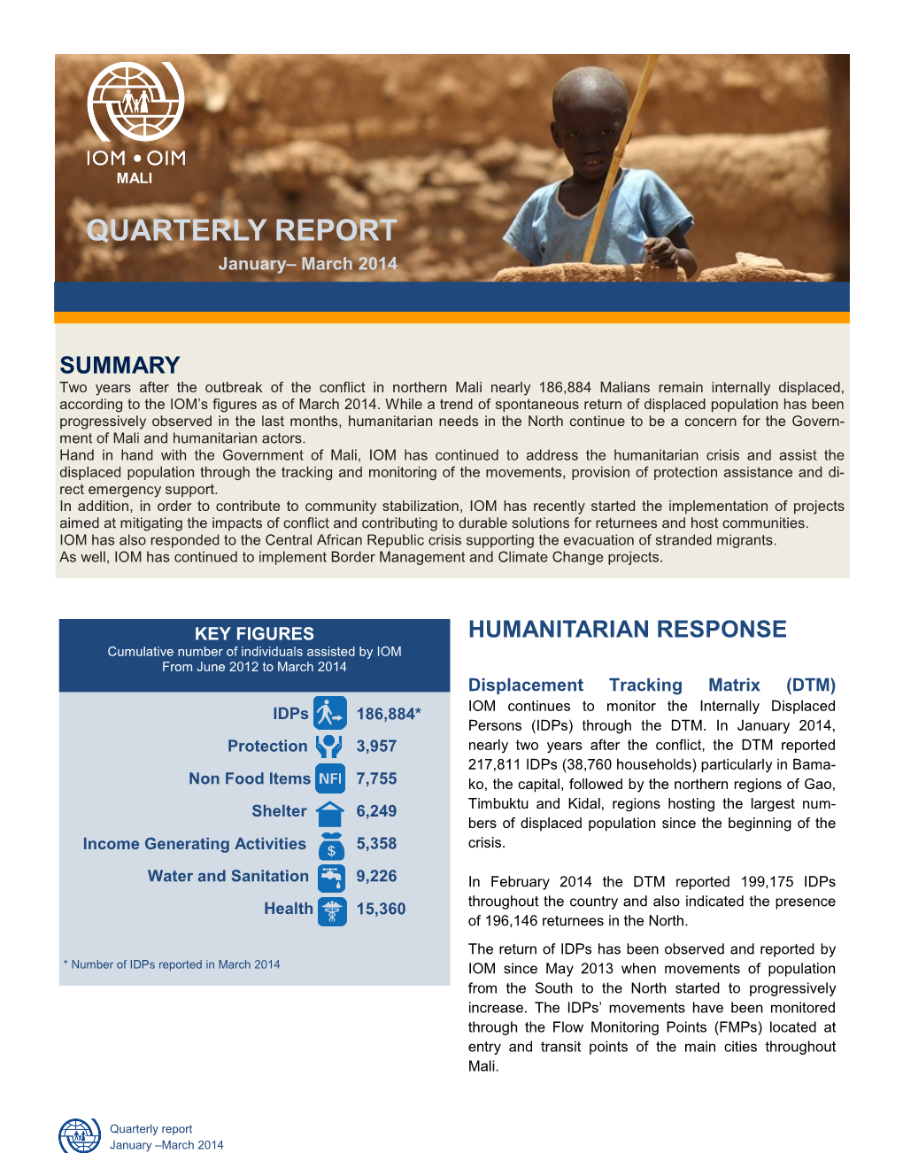 IOM Mali Quarterly Report, January-March 2014