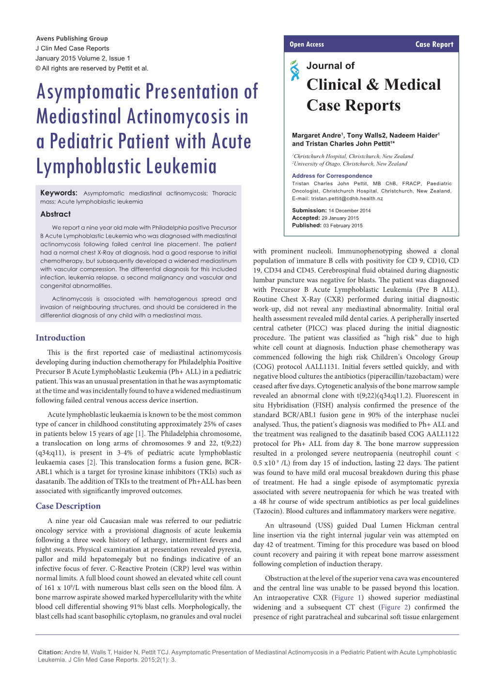 Asymptomatic Presentation of Mediastinal Actinomycosis in a Pediatric Patient with Acute Lymphoblastic Leukemia