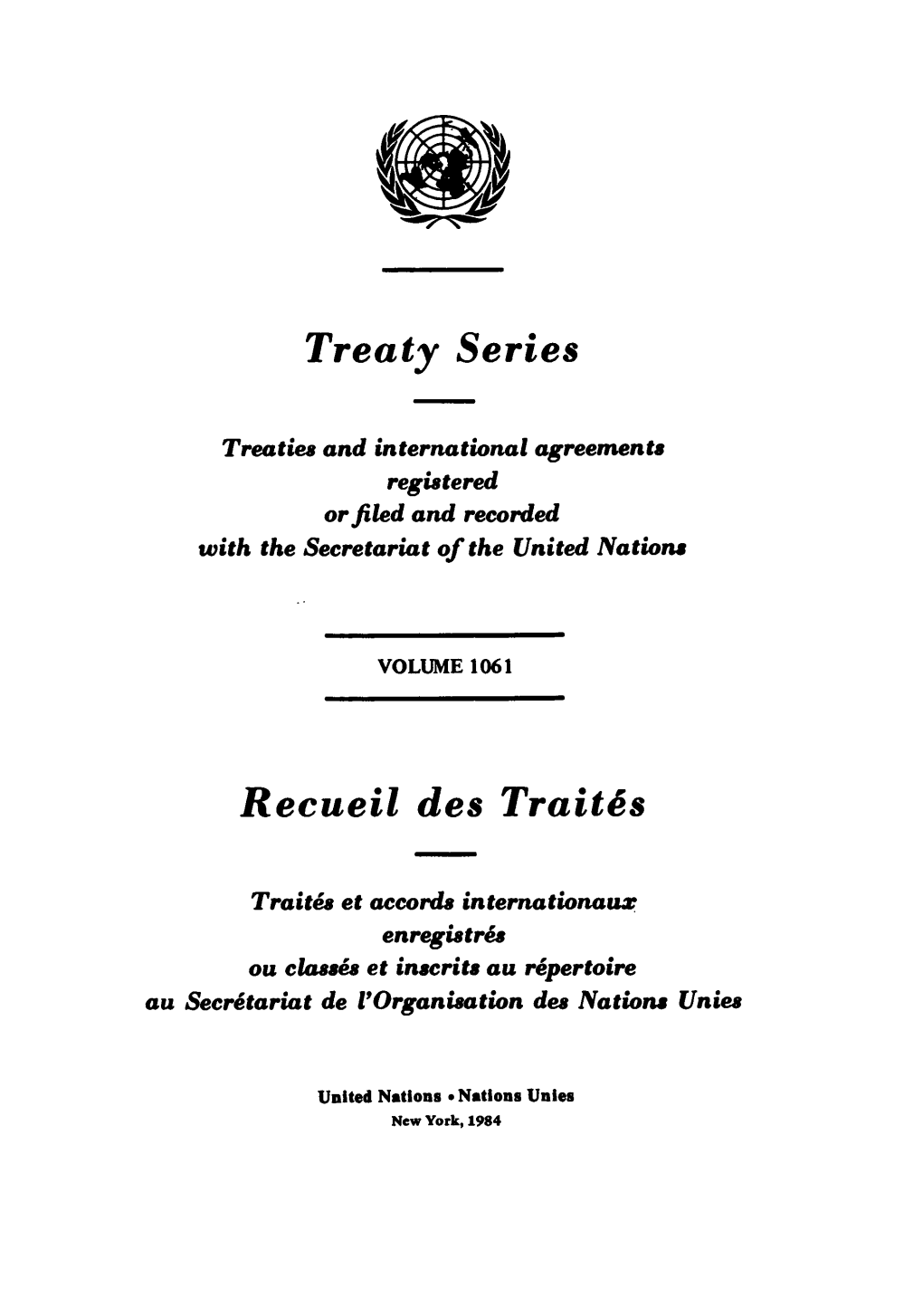 Treaty Series Recueil Des Trait~S
