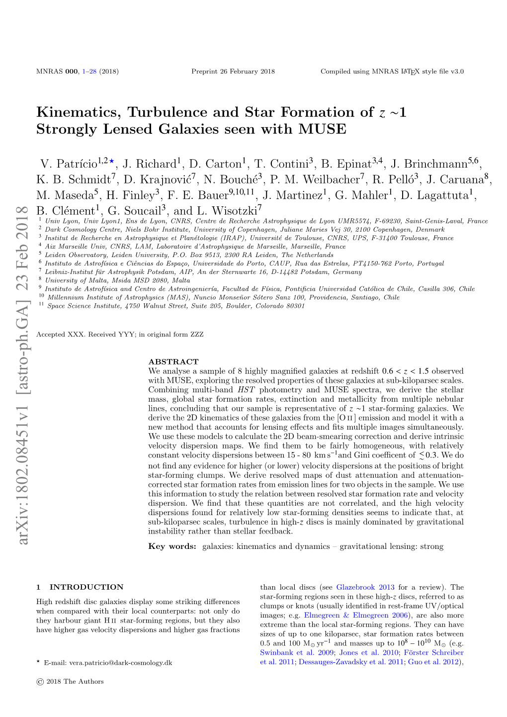 Kinematics, Turbulence and Star Formation of Z ∼1 Strongly Lensed Galaxies Seen with MUSE