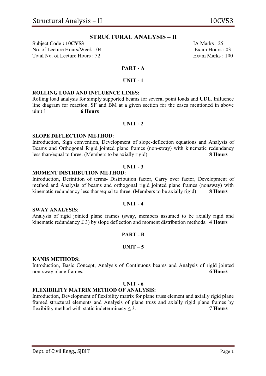 Structural Analysis – II 10CV53