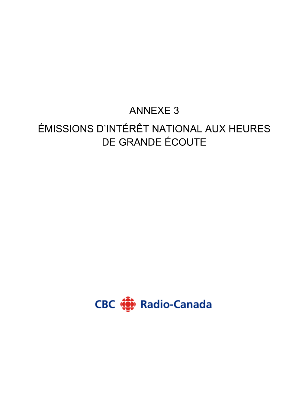 Annexe 3 Émissions D'intérêt National Aux Heures De