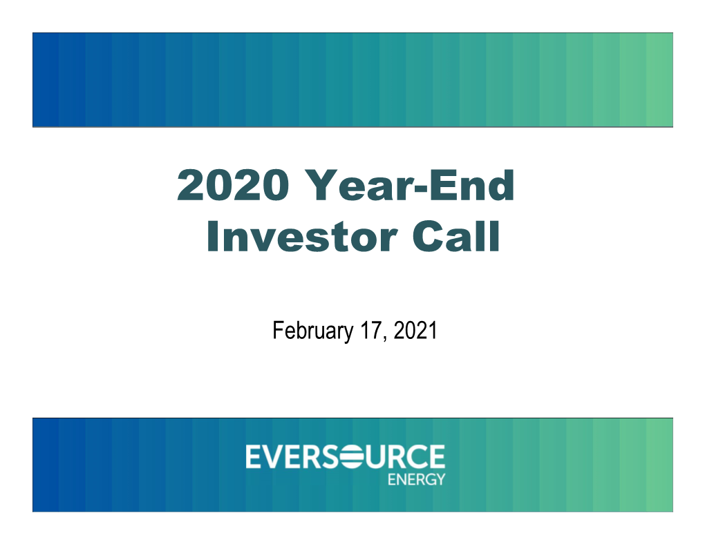 2020 Year-End Investor Call
