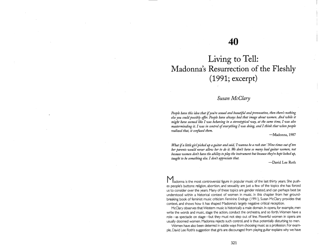 40 Living to Tell: Madonna's Resurrection of the Fleshly (1991; Excerpt)
