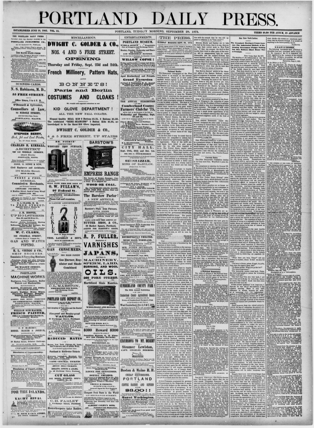 Portland Daily Press: September 28, 1875