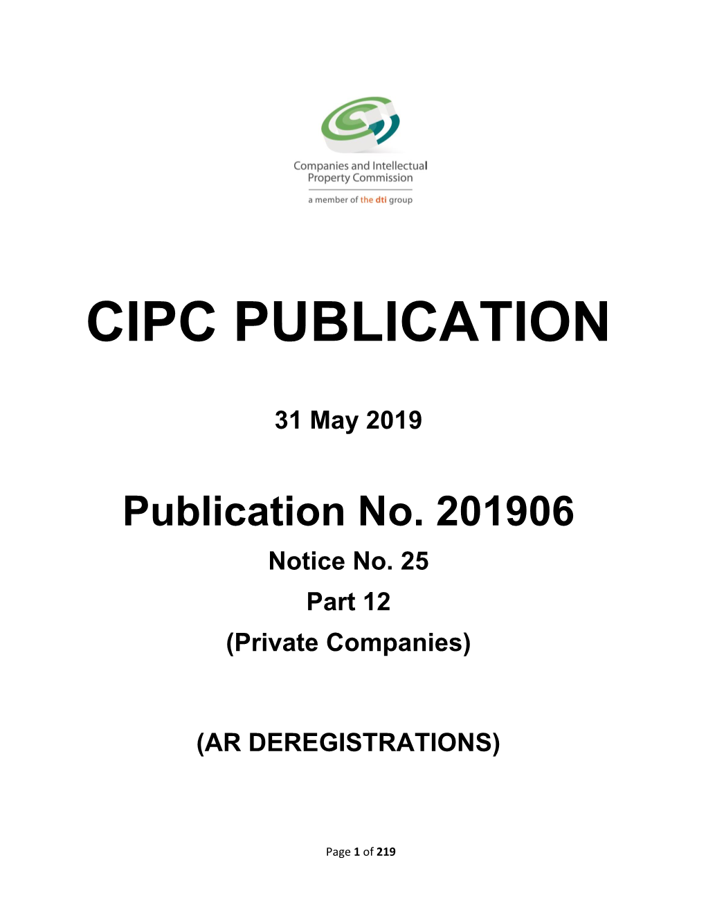 Publication No. 201906 Notice No. 25 Part 12 (Private Companies)