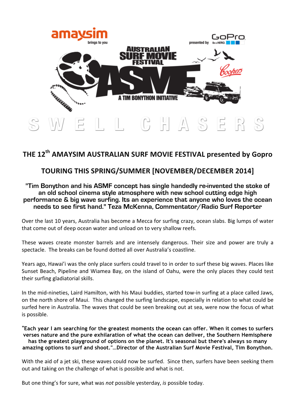 THE 12Th AUSTRALIAN SURF MOVIE FESTIVAL 2014 V2