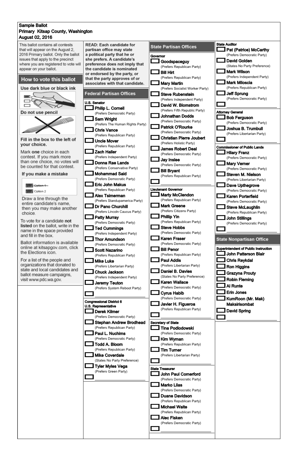 Sample Ballot