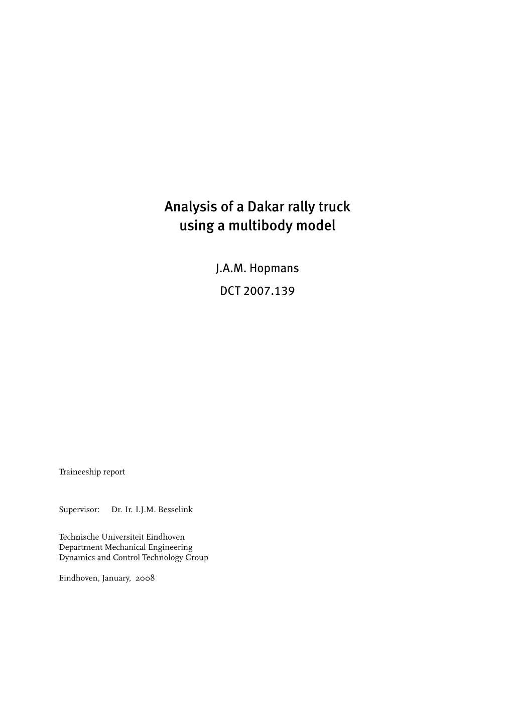 Analysis of a Dakar Rally Truck Using a Multibody Model
