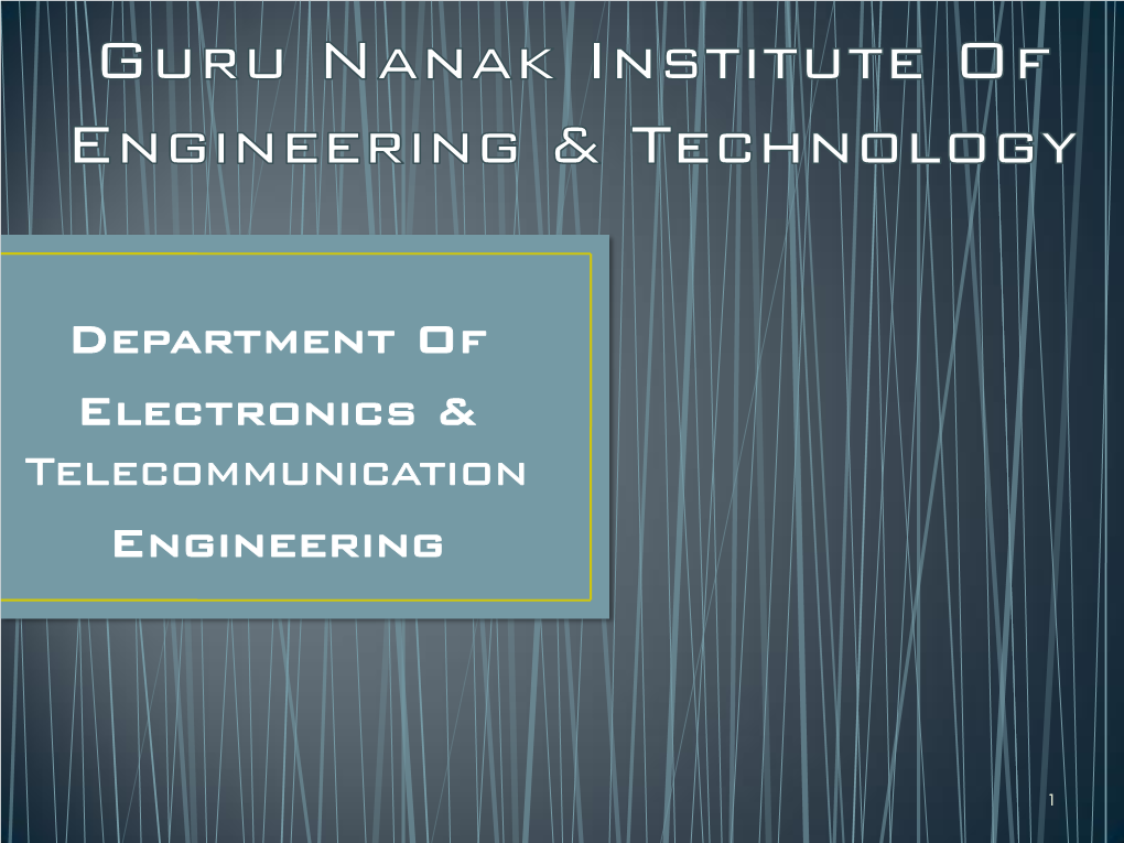 Department of Electronics & Telecommunication Engineering