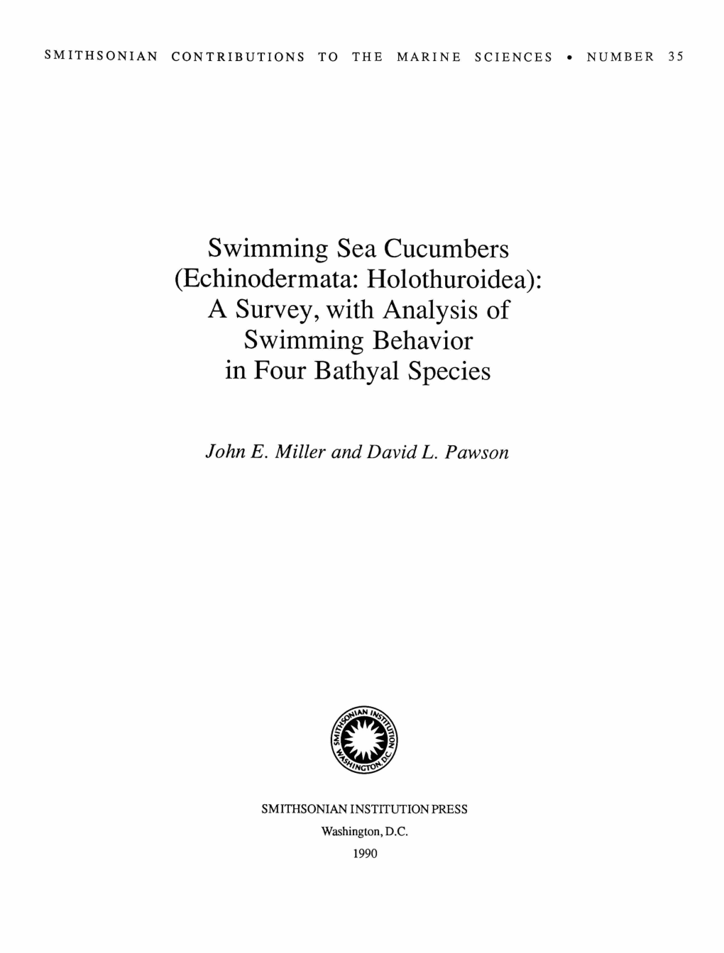 Swimming Sea Cucumbers (Echinodermata: Holothuroidea): a Survey, with Analysis of Swimming Behavior in Four Bathyal Species