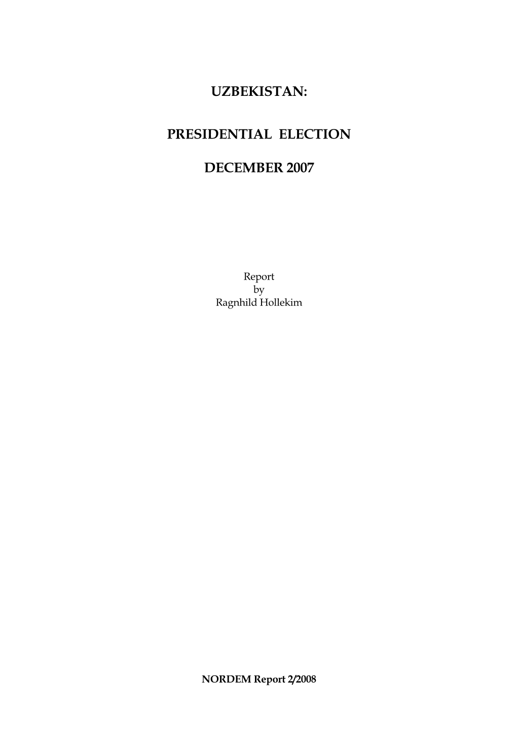 Uzbekistan: Presidential Election December 2007