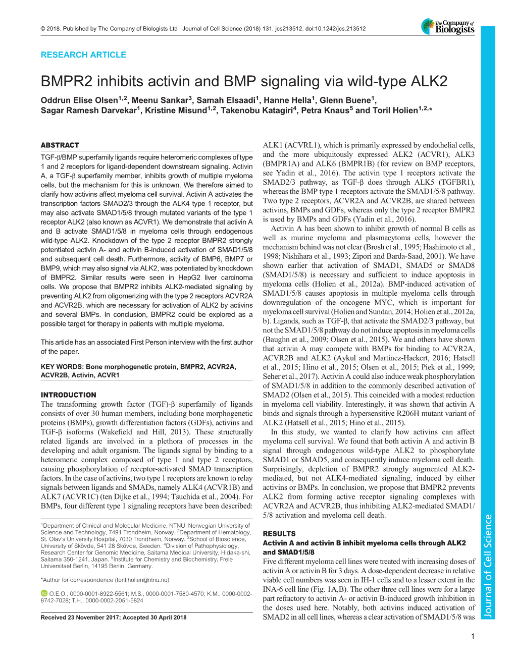 BMPR2 Inhibits Activin and BMP Signaling Via Wild-Type ALK2