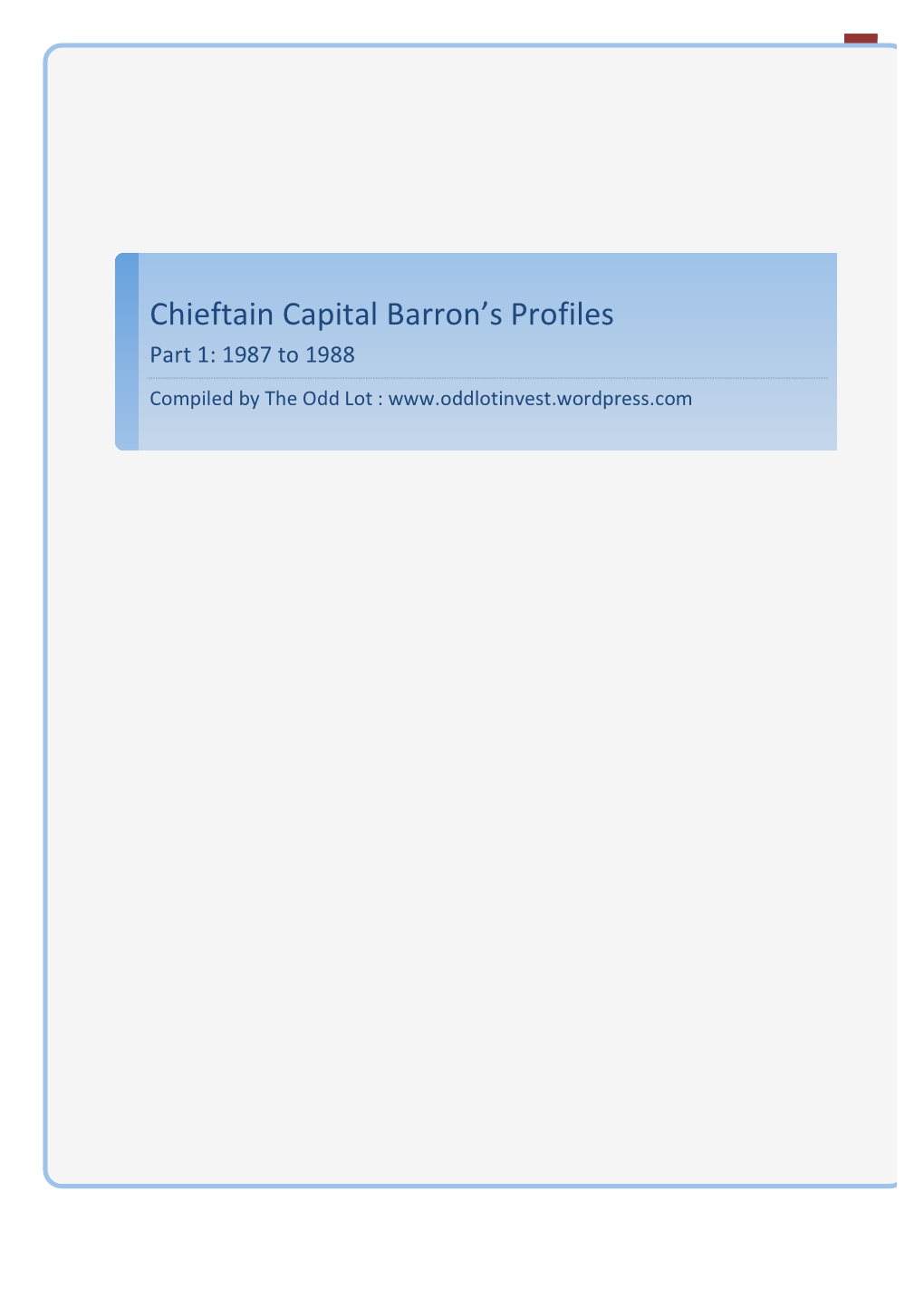 Chieftain Capital Barron's Profiles