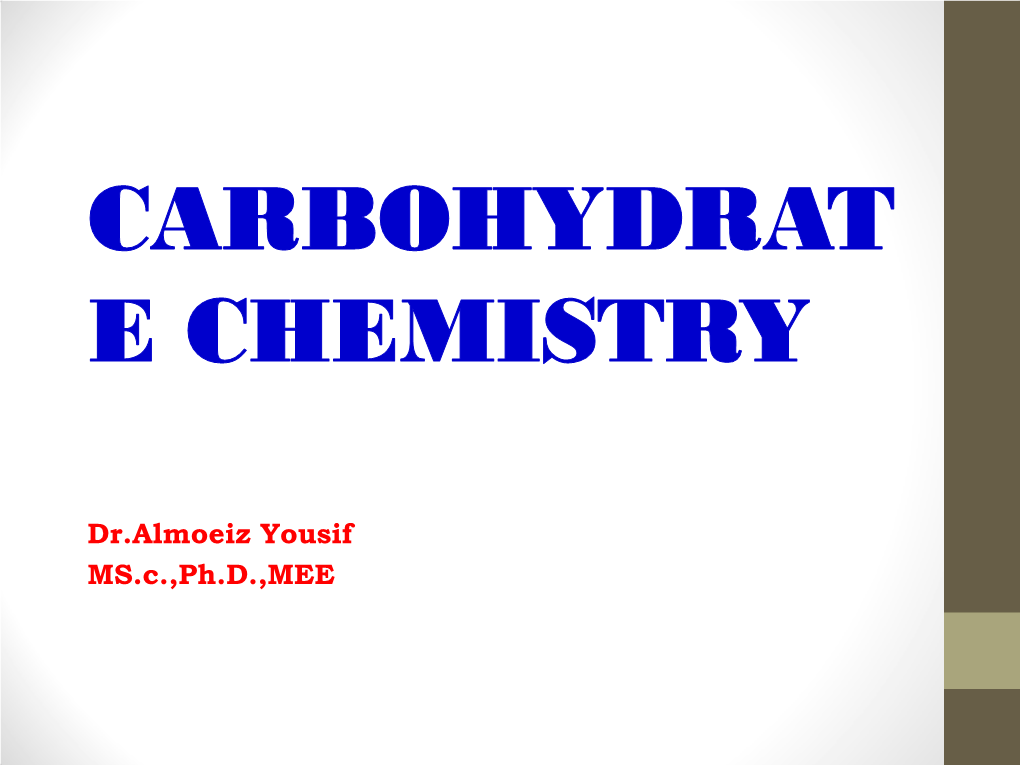 Carbohydrat E Chemistry