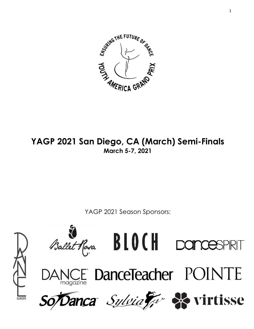 YAGP 2021 San Diego, CA (March) Semi-Finals March 5-7, 2021