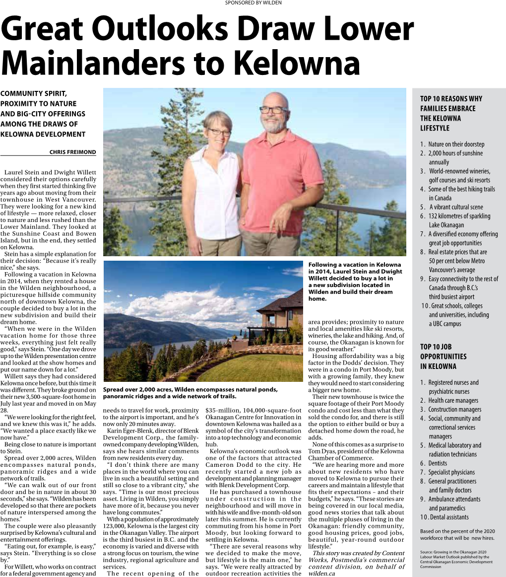 Great Outlooks Draw Lower Mainlanders to Kelowna