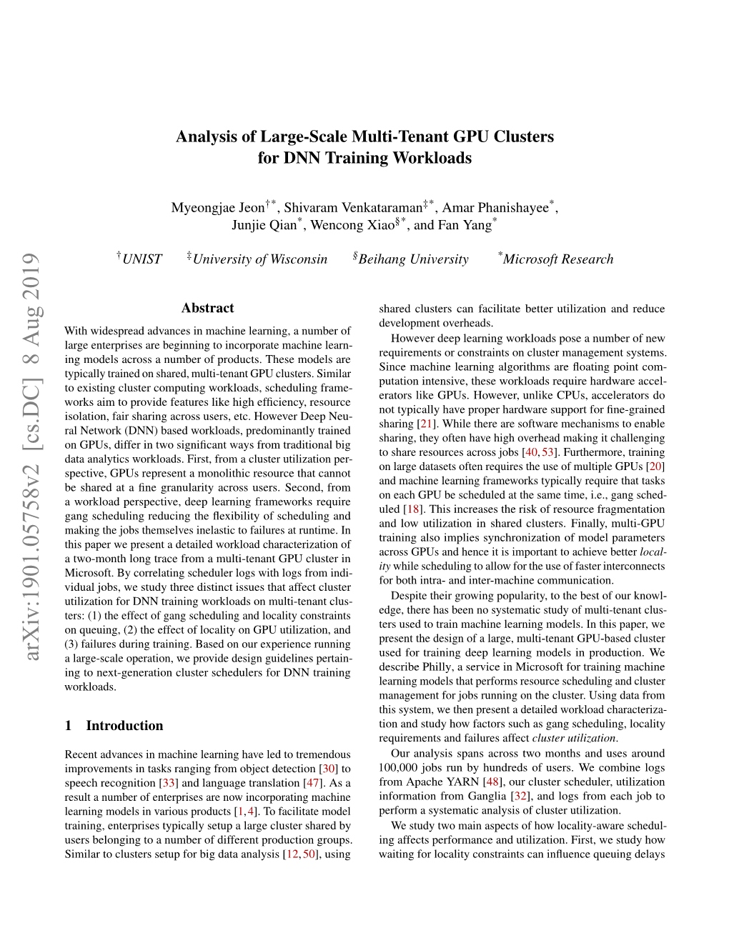 Arxiv:1901.05758V2 [Cs.DC] 8 Aug 2019