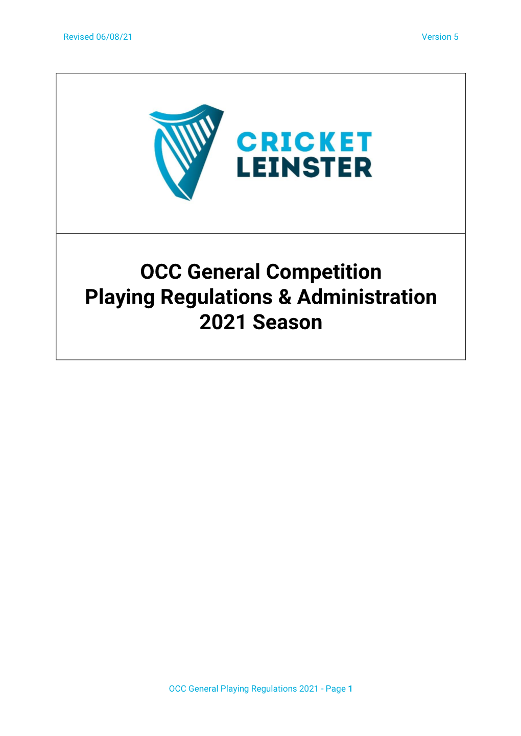 OCC General Competition Playing Regulations & Administration 2021