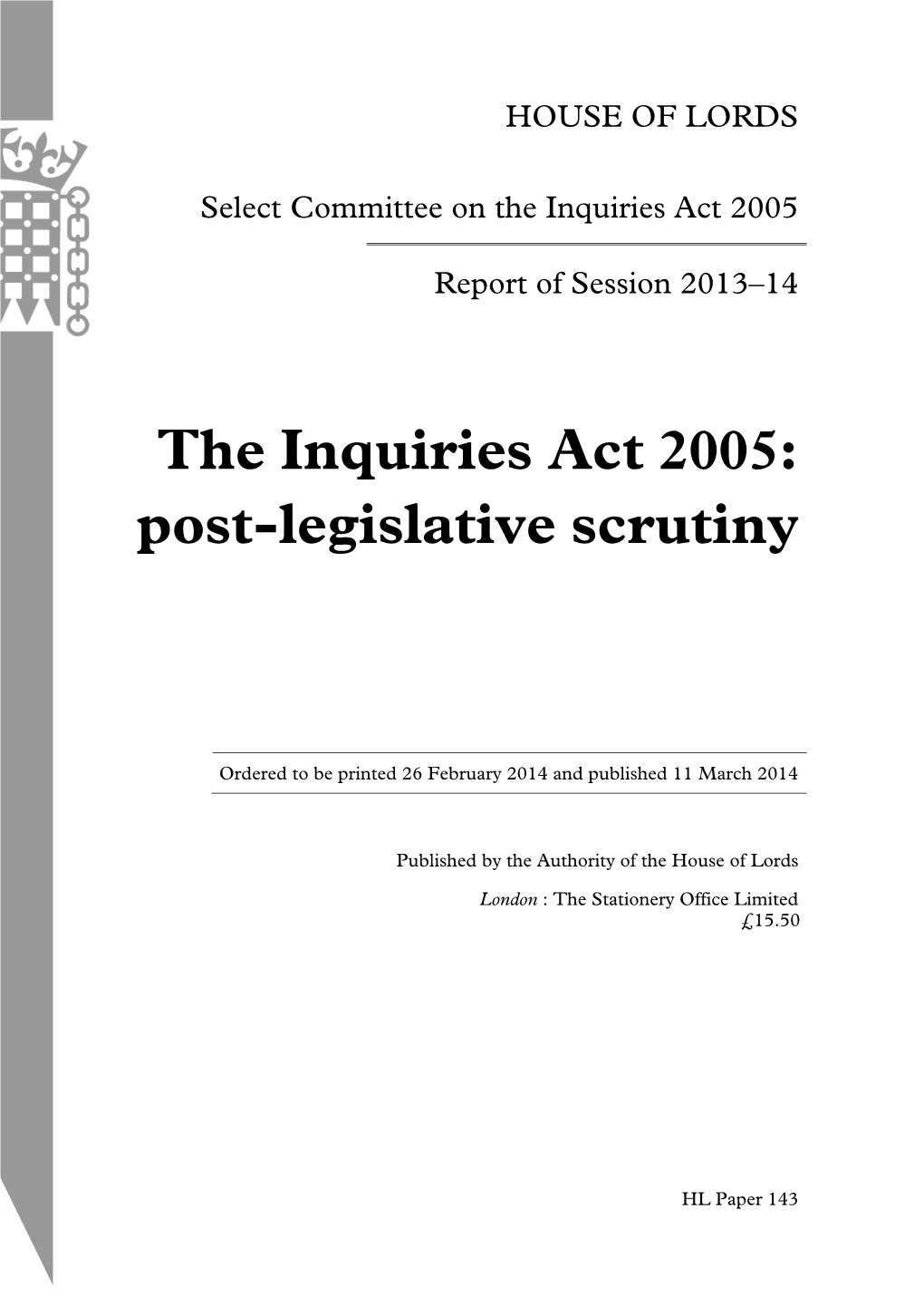 The Inquiries Act 2005