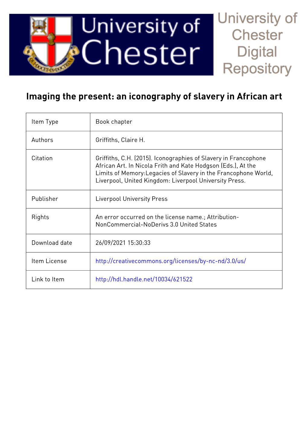 Imaging the Present:An Iconography of Slavery in Contemporary African