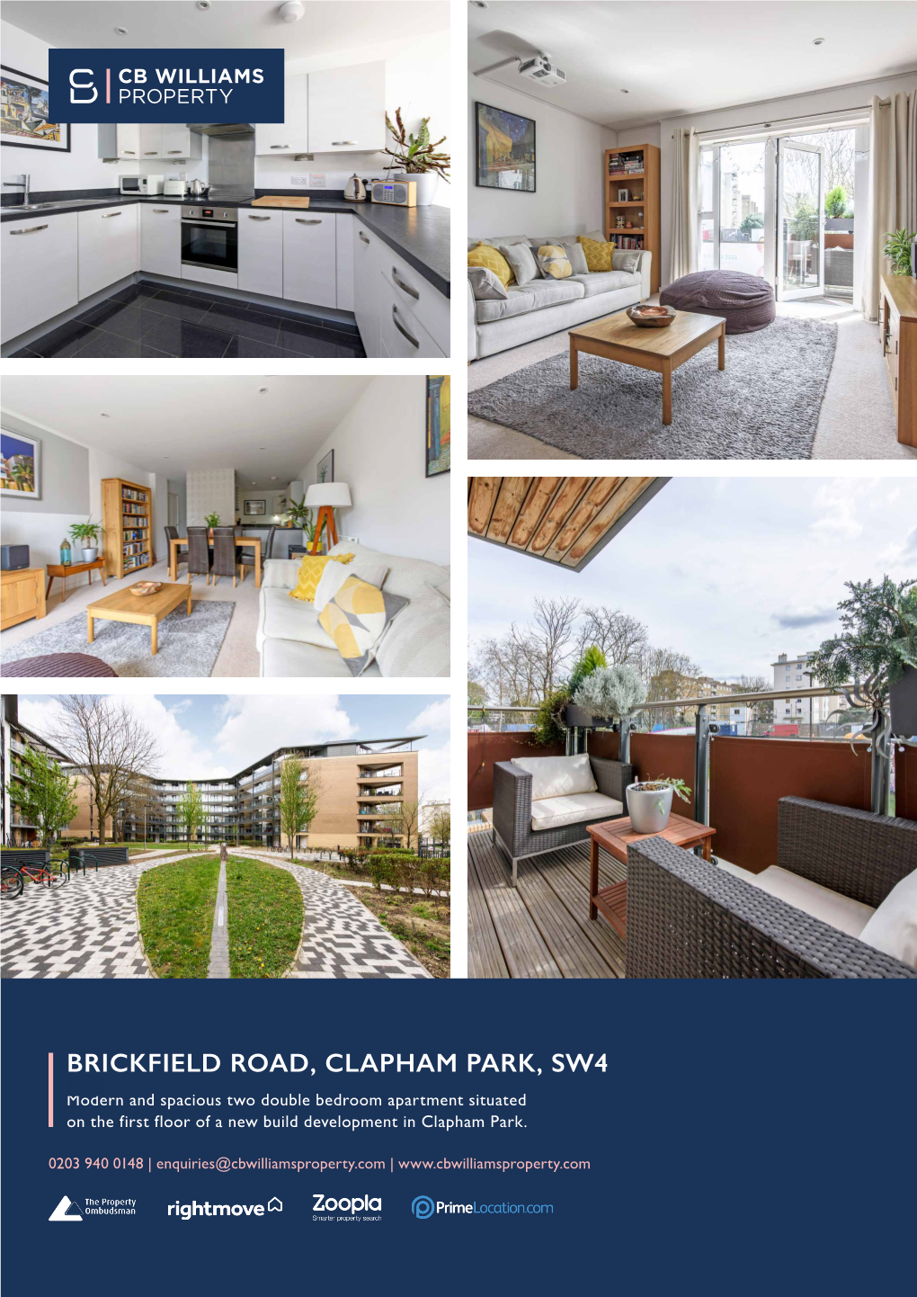 BRICKFIELD ROAD, CLAPHAM PARK, SW4 Modern and Spacious Two Double Bedroom Apartment Situated on the First Floor of a New Build Development in Clapham Park