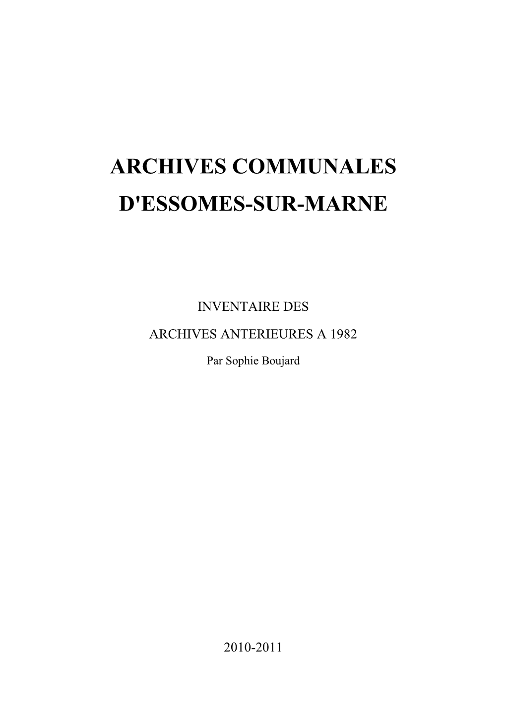 Archives Communales D'essomes-Sur-Marne