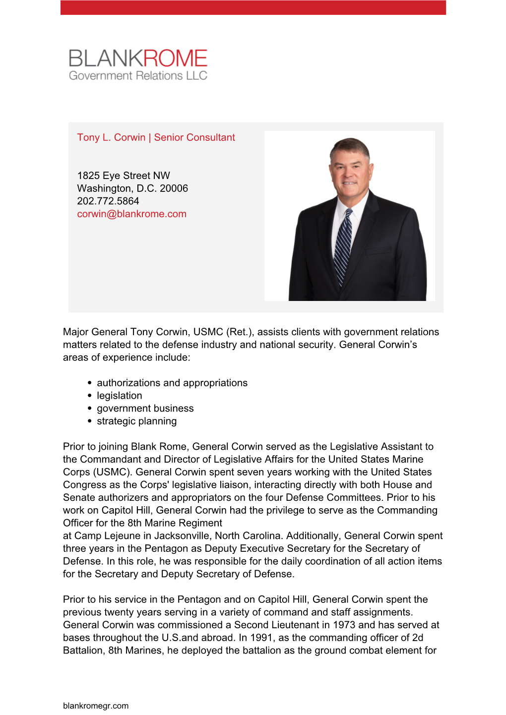 Tony L. Corwin | Senior Consultant