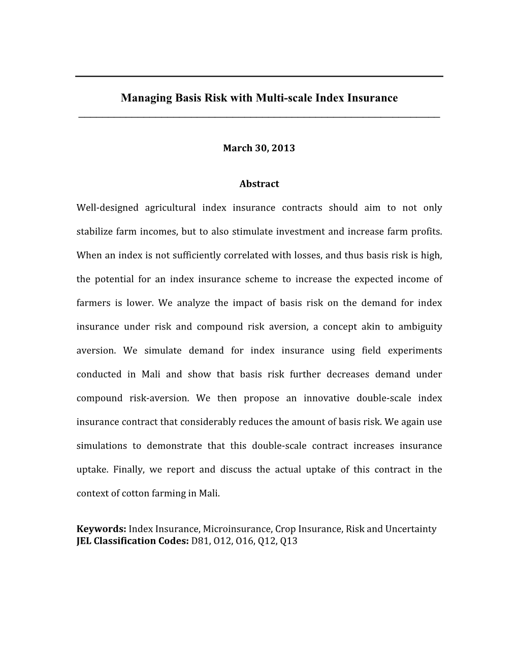 Managing Basis Risk with Multi-Scale Index Insurance ______