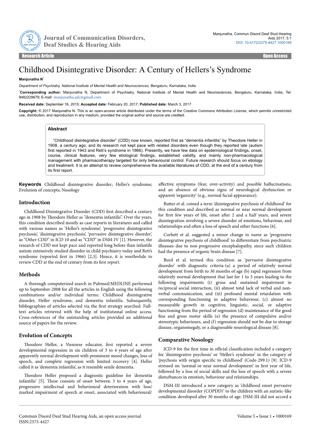 Childhood Disintegrative Disorder