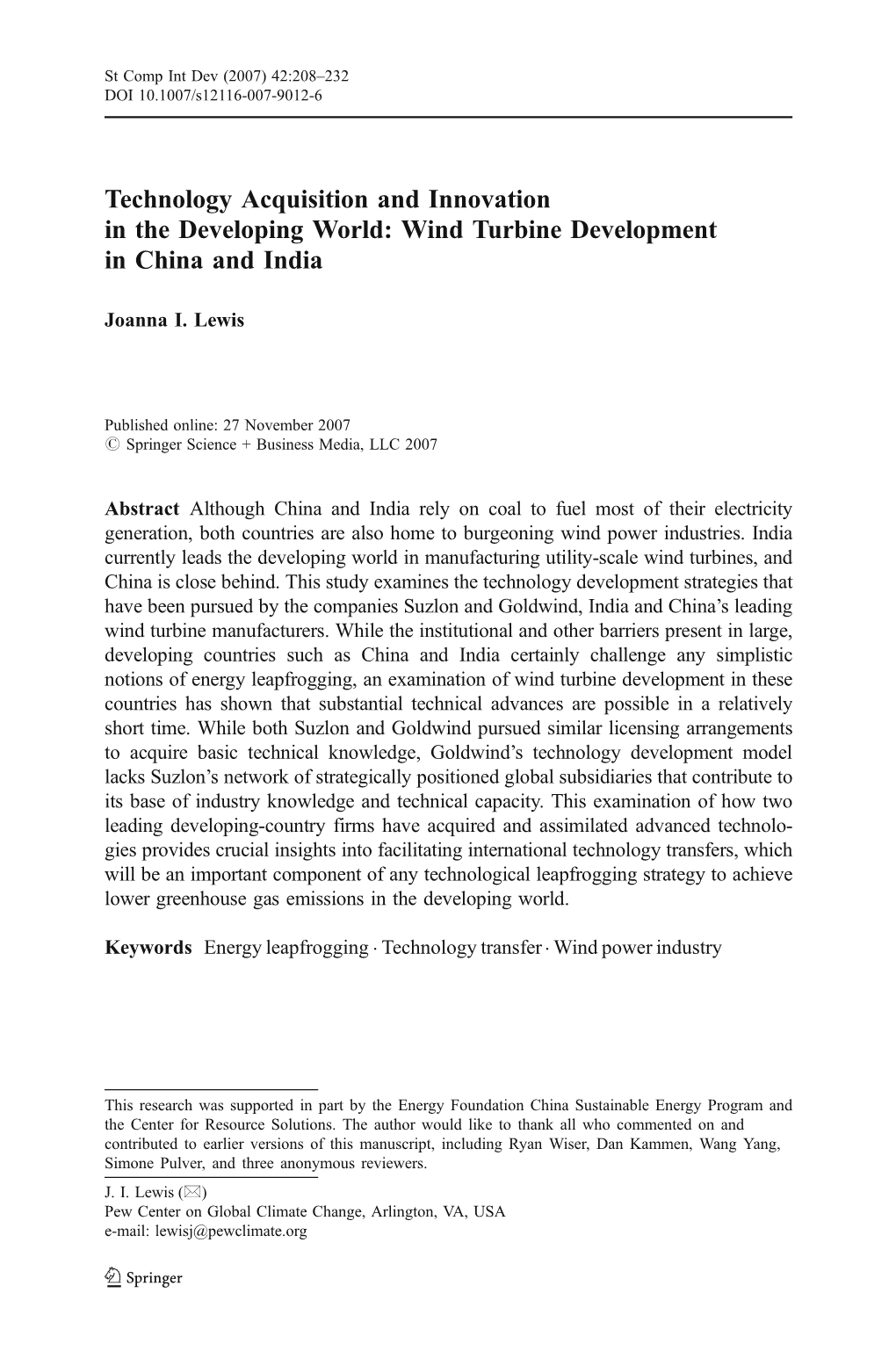 Wind Turbine Development in China and India