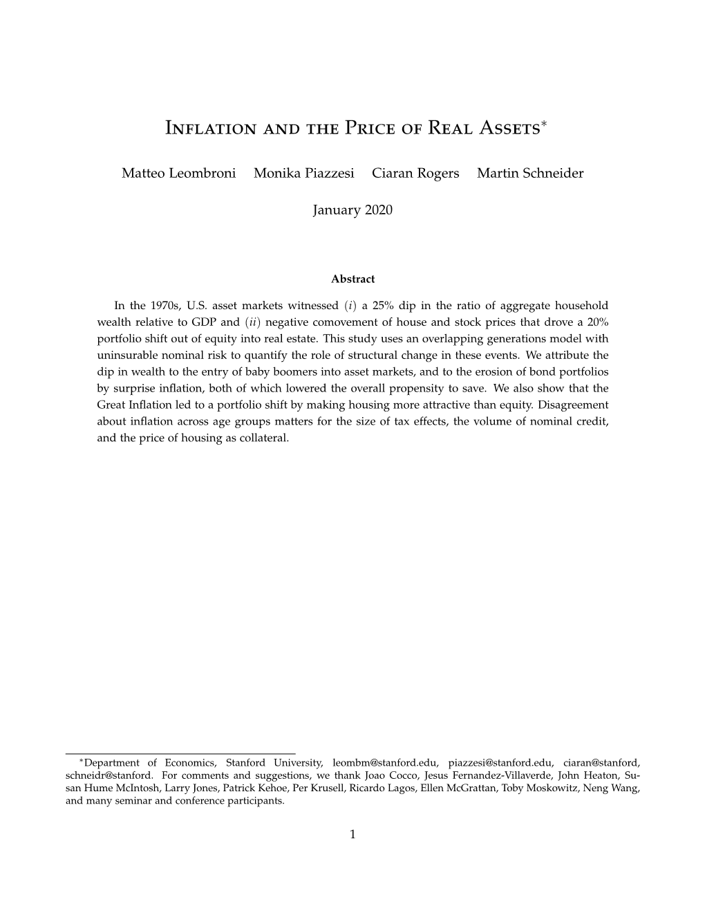 Inflation and the Price of Real Assets∗