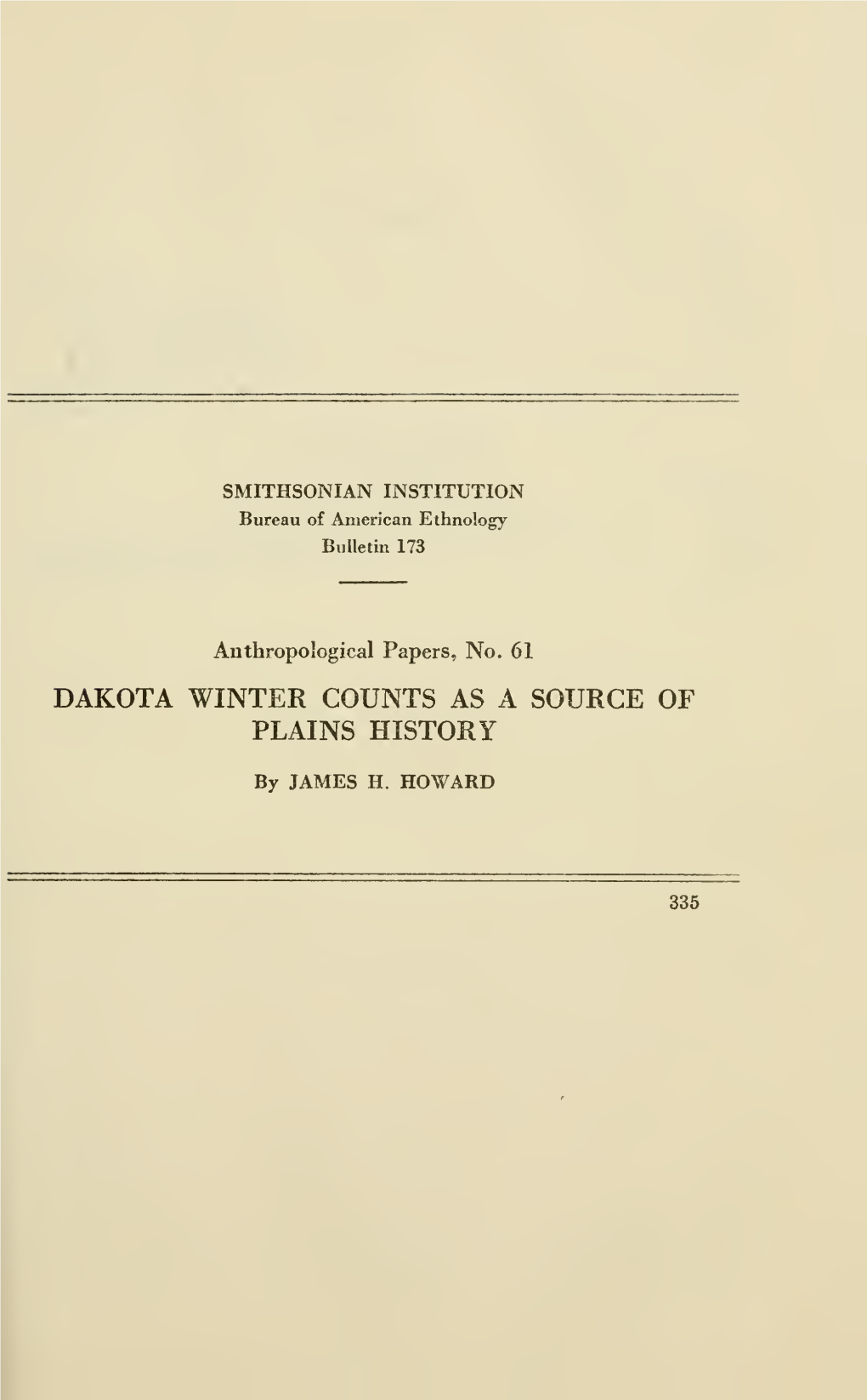 Dakota Winter Counts As a Source of Plains History