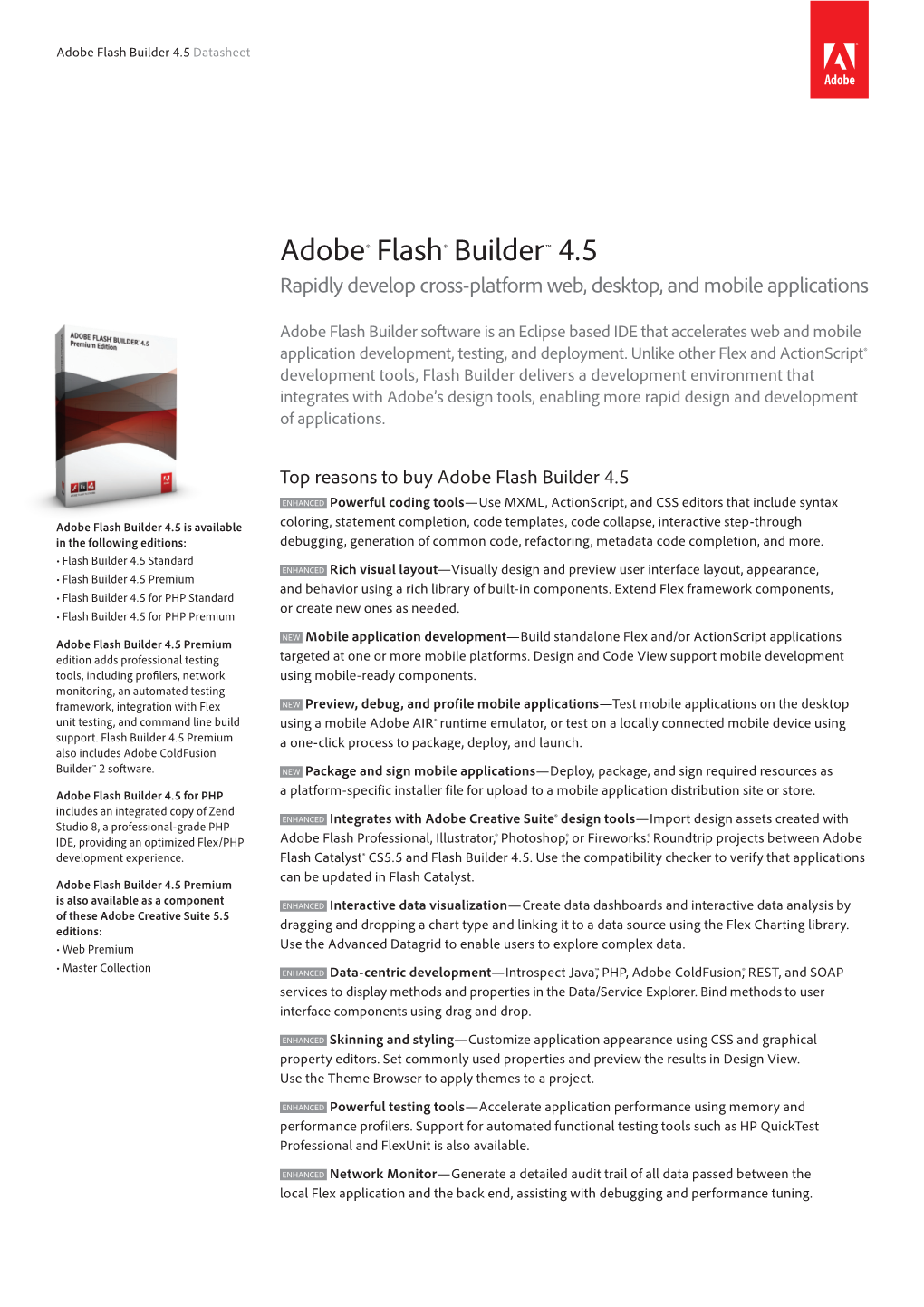 Adobe Flash Builder 4.5 Datasheet
