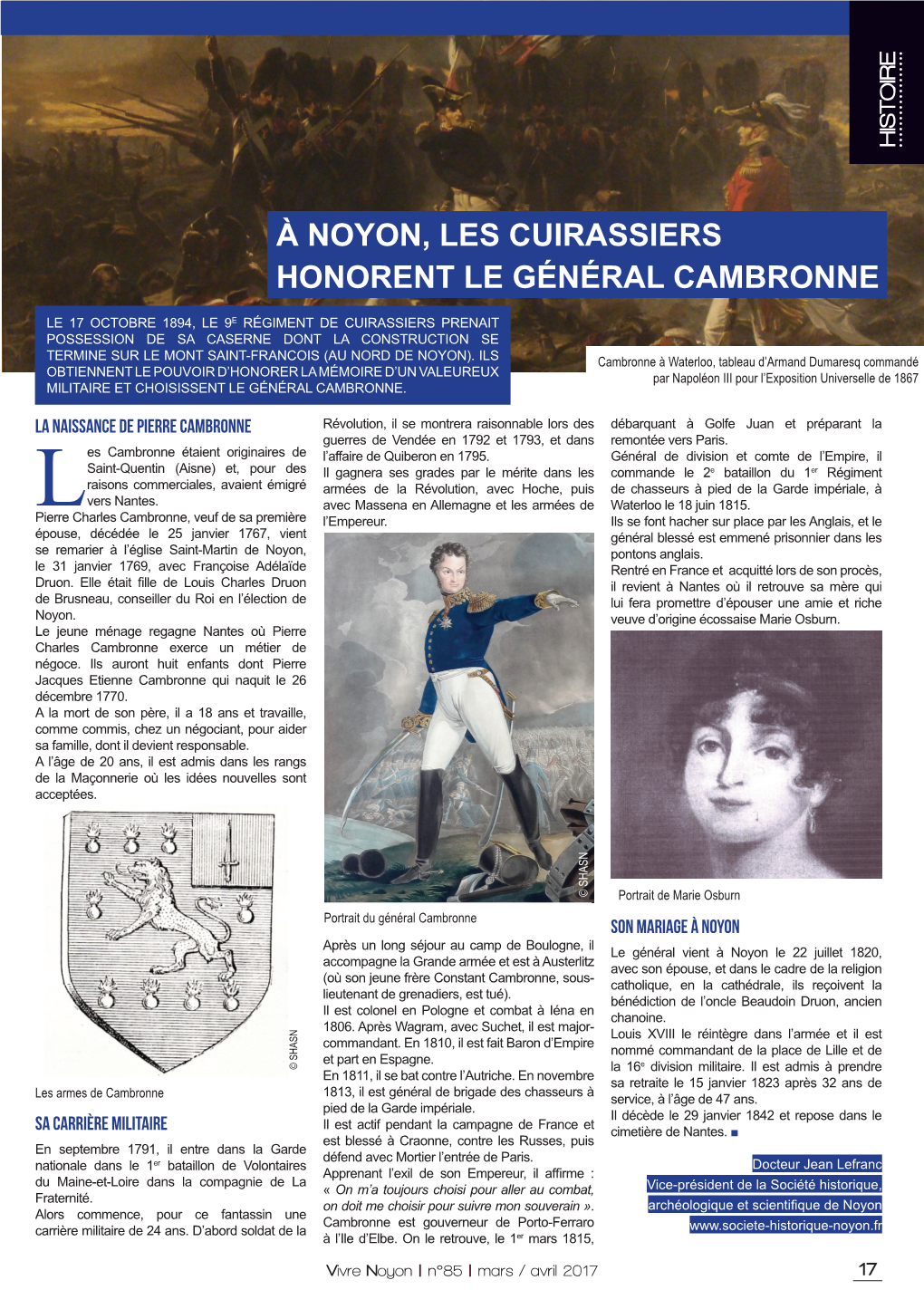 À Noyon, Les Cuirassiers Honorent Le Général Cambronne