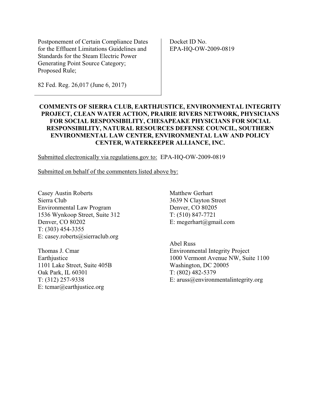 Postponement of Certain Compliance Dates for the Effluent Limitations