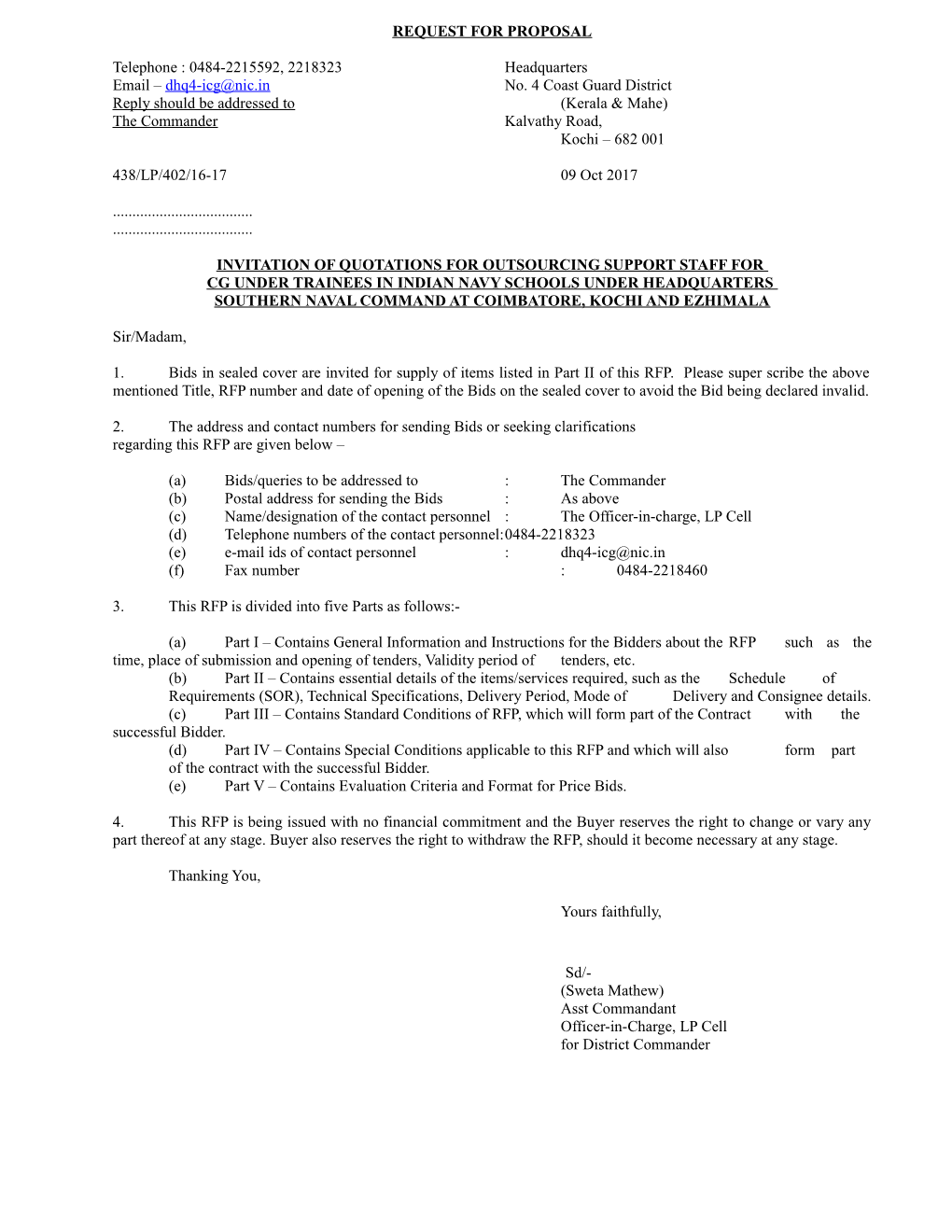 REQUEST for PROPOSAL Telephone