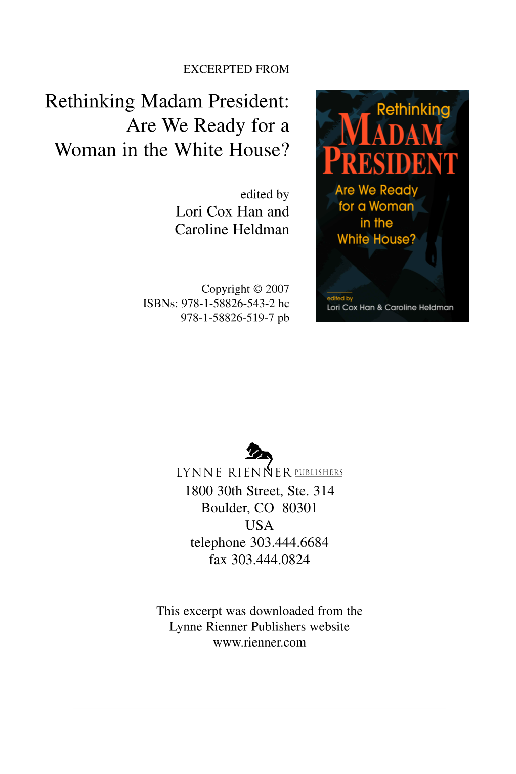 Rethinking Madam President: Are We Ready for a Woman in the White House?