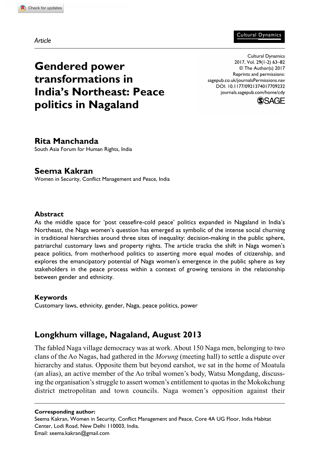 Peace Politics in Nagaland