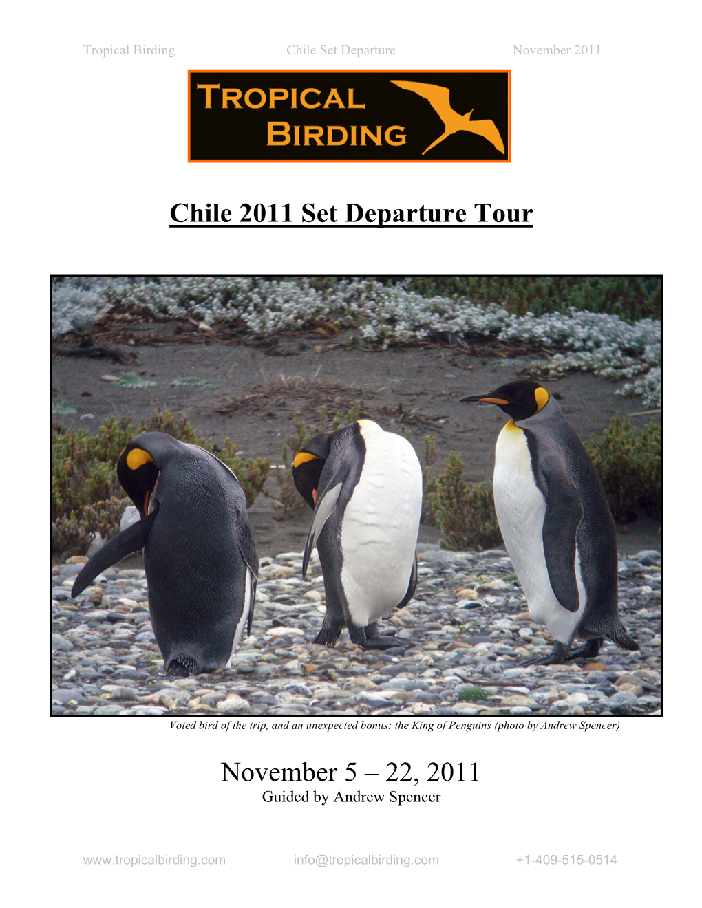 Chile 2011 Set Departure Tour November 5 – 22