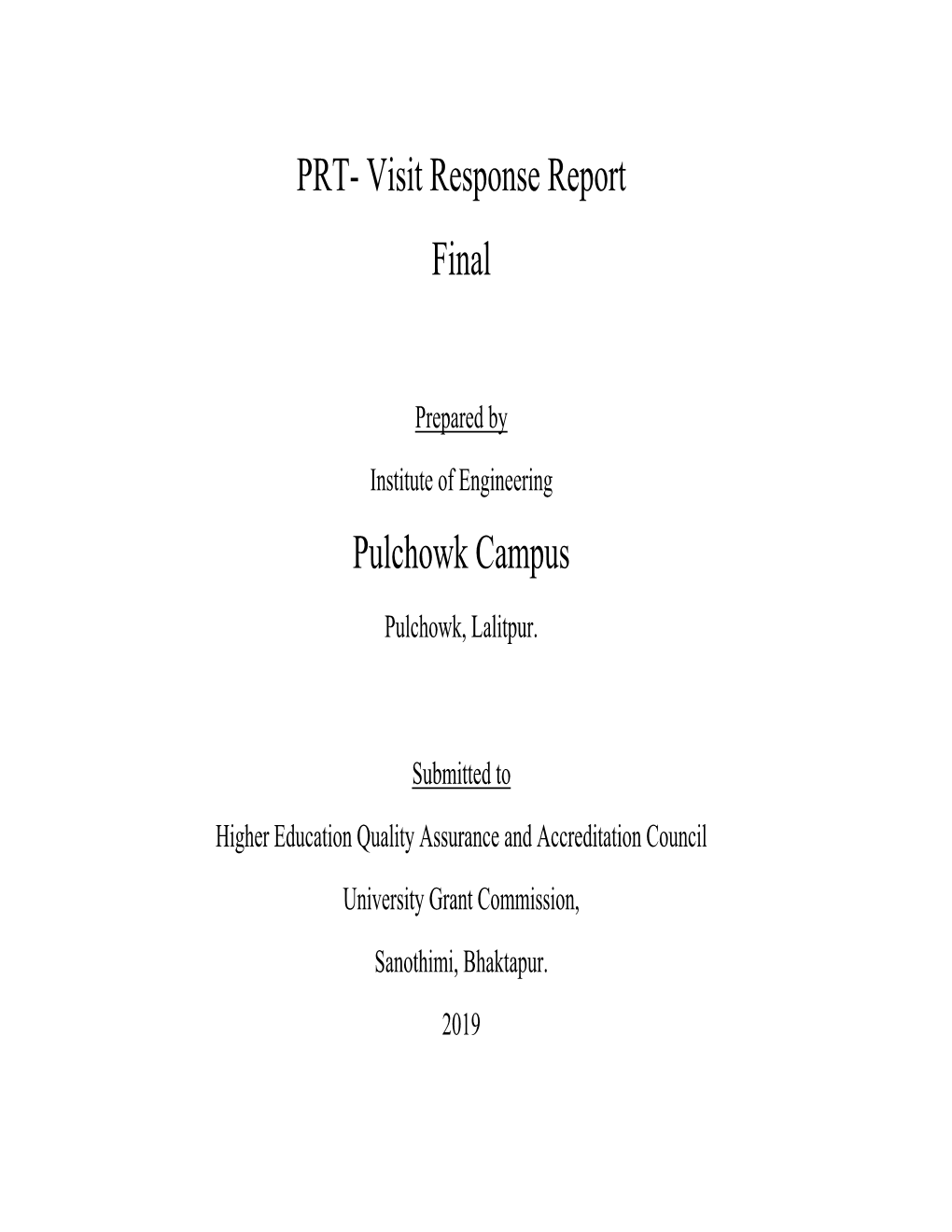 PRT- Visit Response Report Final Pulchowk Campus