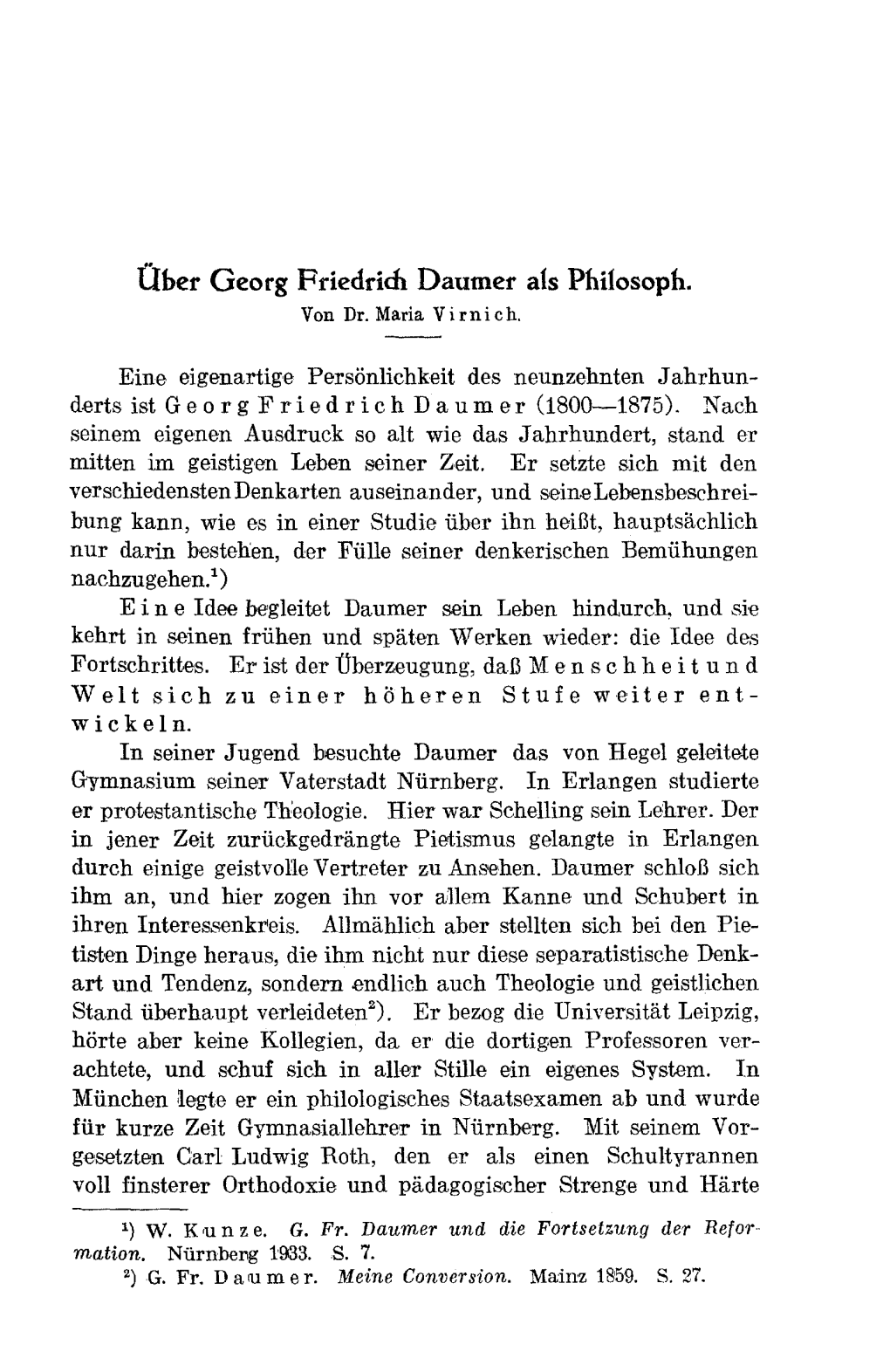 Über Georg Friedrich Dautner Als Philosoph. Von Dr