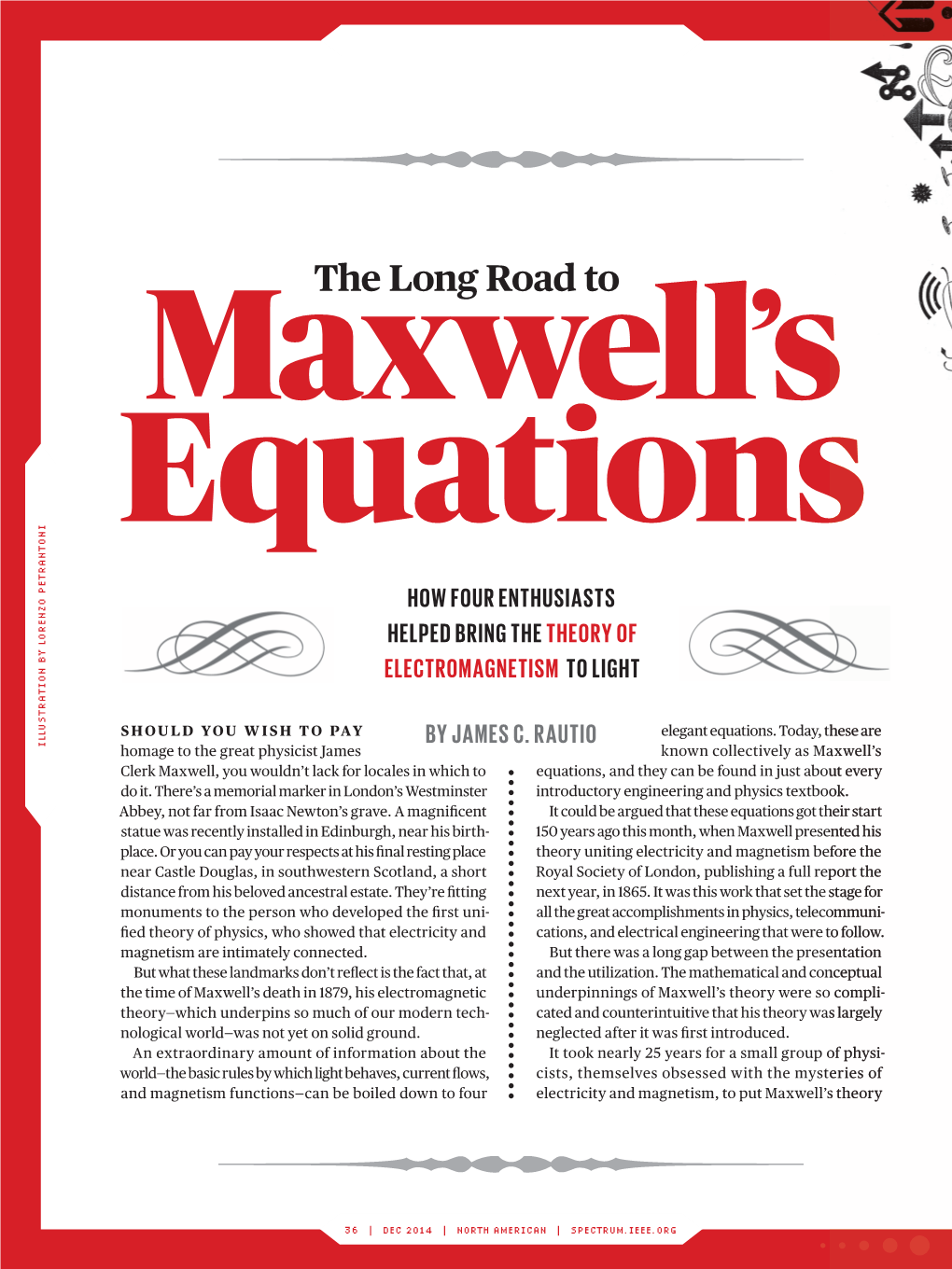 The Long Road to Equations How Four Enthusiasts Helped Bring the Theory of Electromagnetism to Light