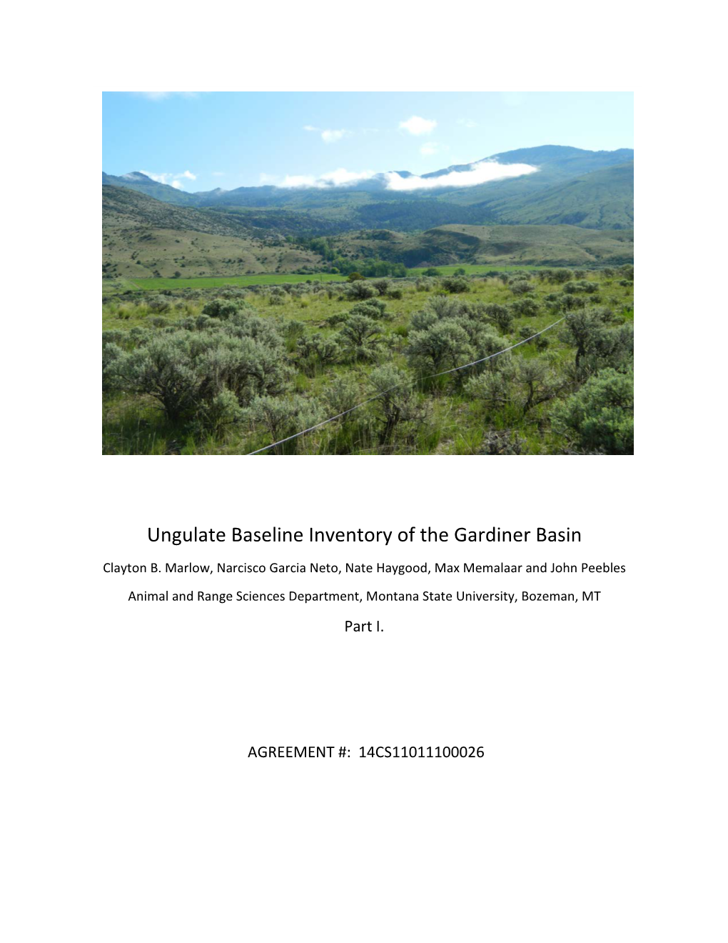 Ungulate Baseline Inventory of the Gardiner Basin